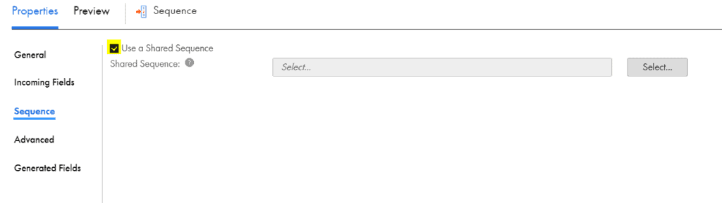 Sequence Generator transformation enabled to use Shared Sequence