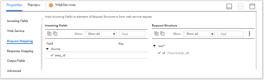 Request Mapping in WebServices transformation