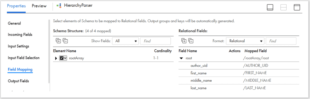 Hierarchy Parser - Field Mapping