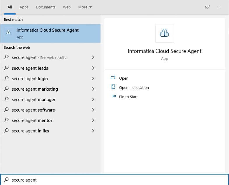 Launching Secure Agent Manger from Start Menu