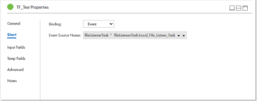 Taskflow - Start properties with Binding Event 