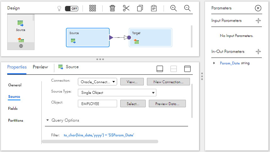 IICS Mapping with In-Out Parameter in the source filter condition