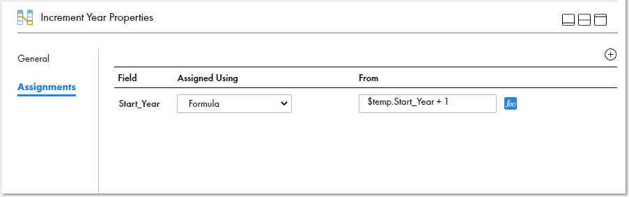 Incrementing the field Start_Year using Assignment step