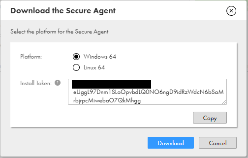 Secure Agent Download dialog box