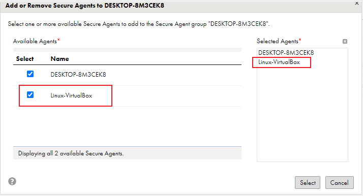 Adding Secure Agent to an existing group