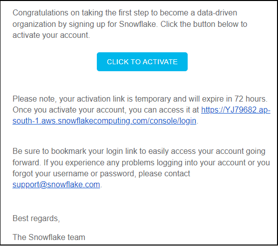 Account Activation link email