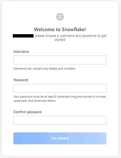 Set Username and Password for Snowflake account