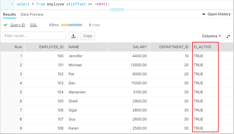 Querying historical data using OFFSET