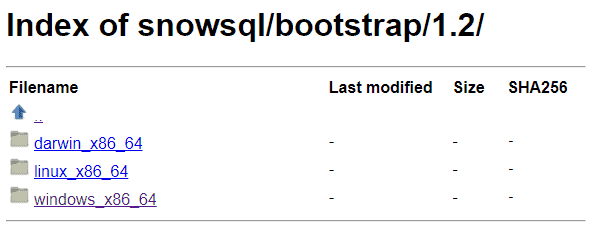 SnowSQL OS download options