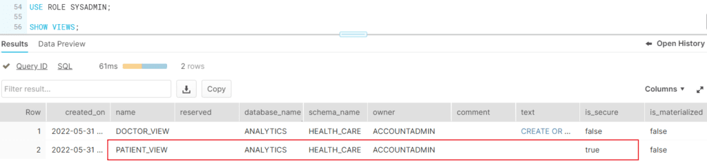 Executing SHOW VIEWS with read-only role