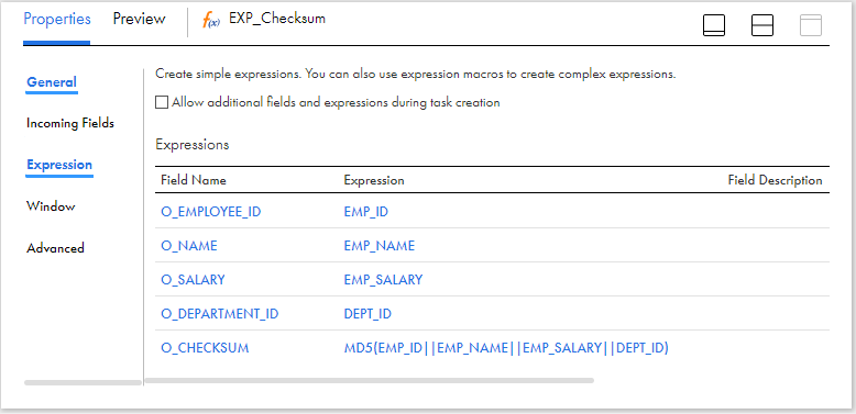 Creating output fields and Checksum value