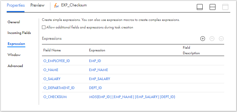 Creating output fields and Checksum value
