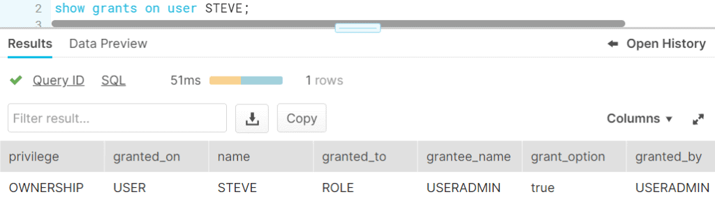 Verifying ownership of the user STEVE