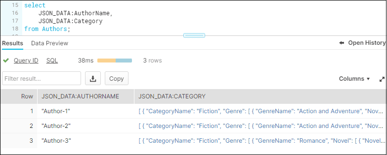 Querying individual JSON elements from database table