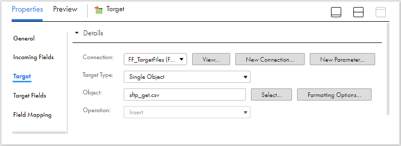 Target transformation to read output of SFTP_GET action