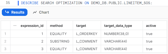 Identifying columns configured for Search Optimization