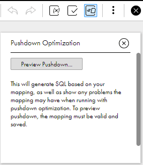 Preview Pushdown button in Pushdown Optimization Panel