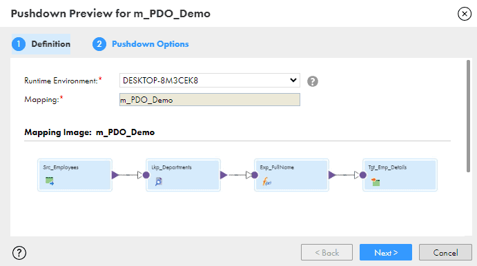 Pushdown Preview Wizard