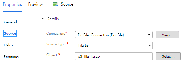 Source transformation with Source Type as File List