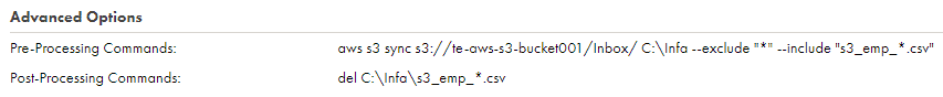 Pre/Post Processing commands in mapping task