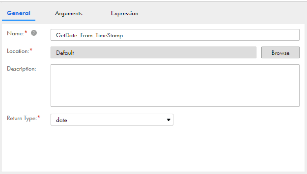 General tab in User-defined function