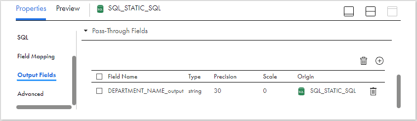 Static SQL Pass-Through Fields