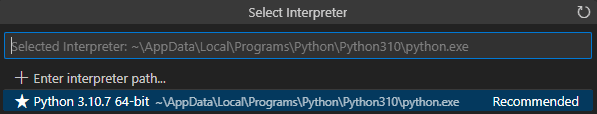 Selecting Python Environment for development