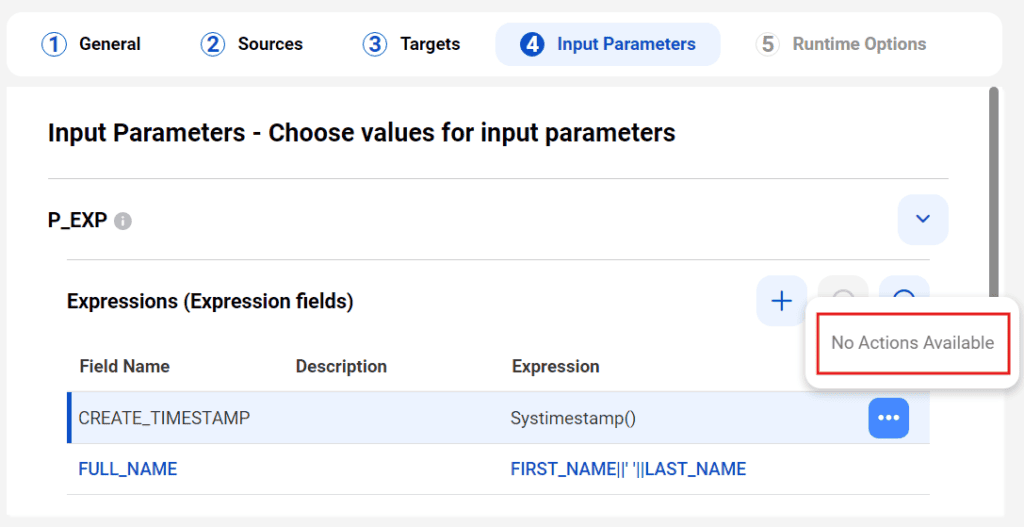 Default expression fields in Mapping task created in Mapping