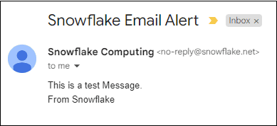 Email received from Snowflake