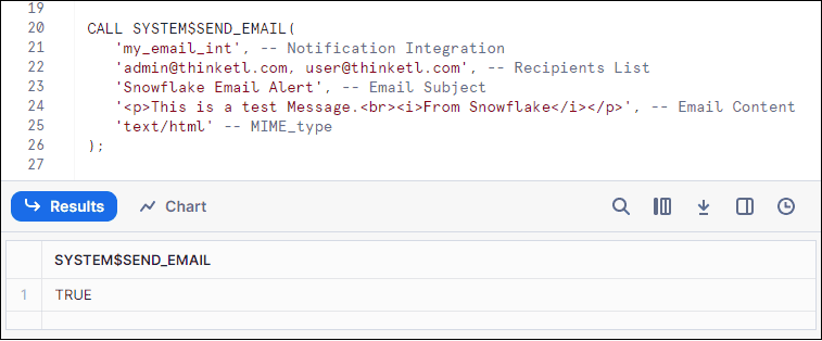 Sending email in HTML format by calling SYSTEM$SEND_EMAIL stored procedure