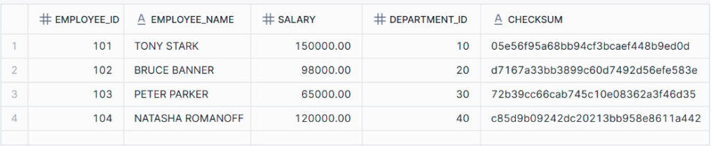 Generating Checksum for each record for change detection